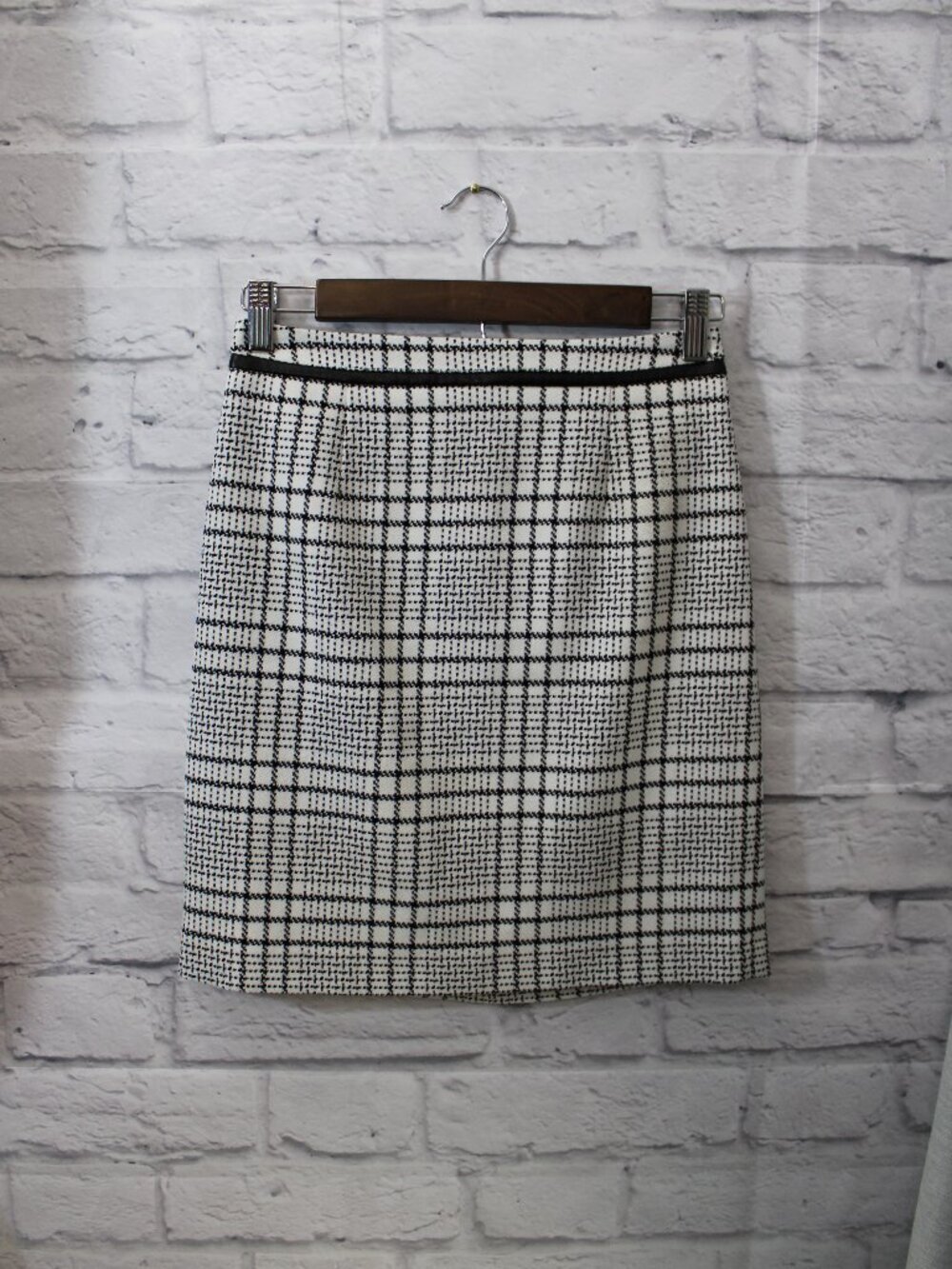 Plaid Mini Skirt 00P White Plaid White House Black Market Zip Office Preppy